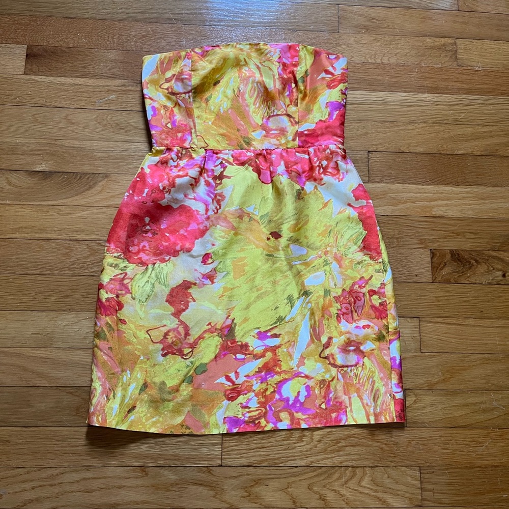 J. Crew 100% silk floral impressionist watercolor print dress